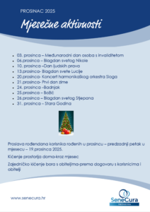 mjesečni plan aktivnosti prosinac
